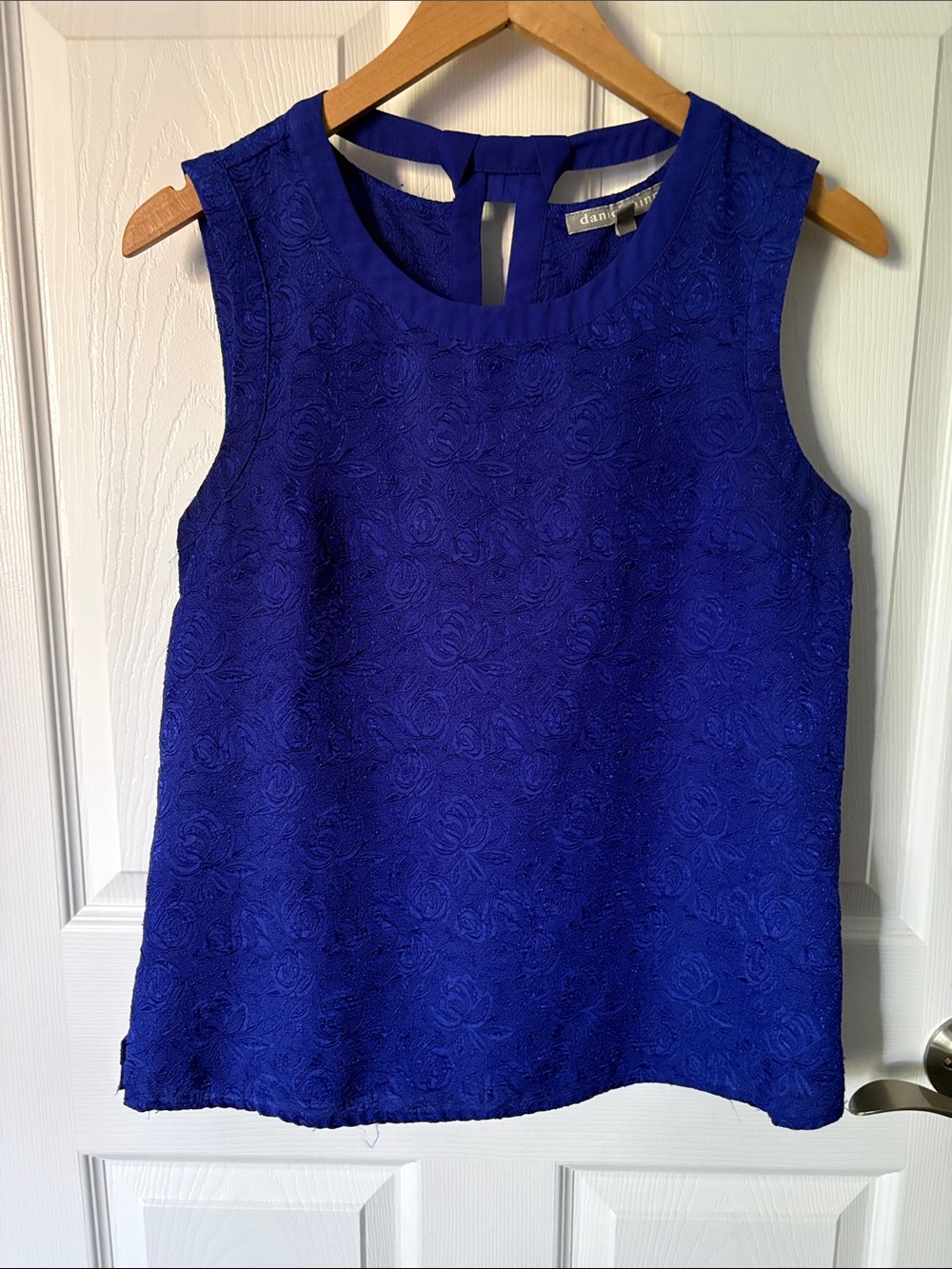 Daniel Rainn Royal Blue Sleeveless Textured Shell Top